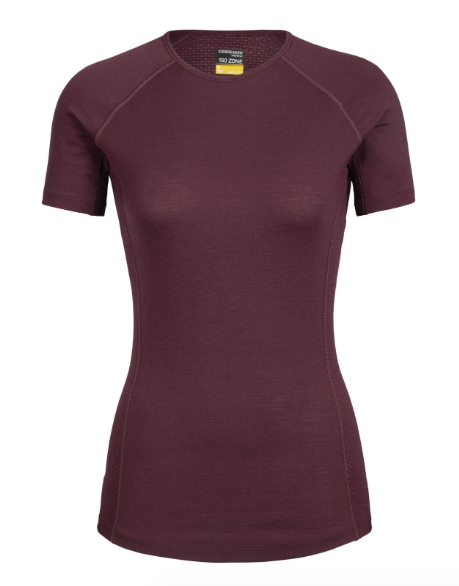 Icebreaker's merino wool t-shirt shown in Redwood should be part of your base layer for winter running clothes.