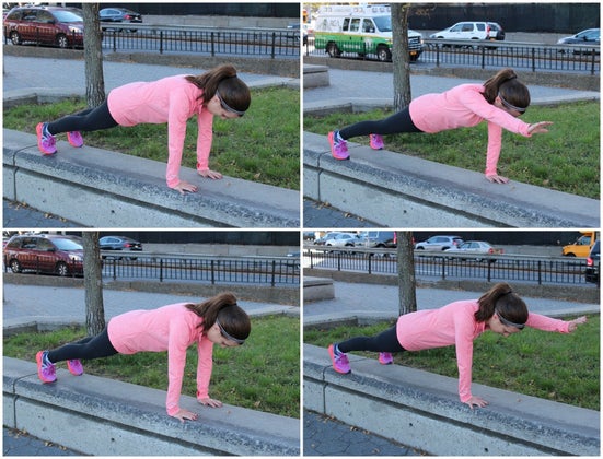 plank with arm reach