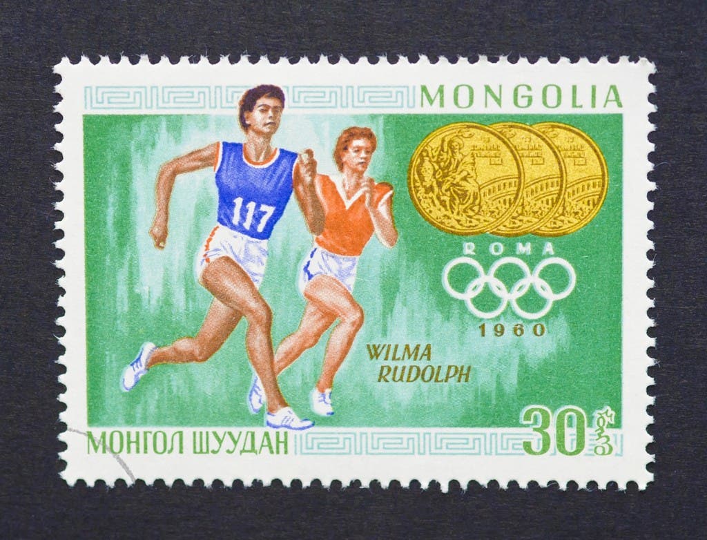 Wilma Rudolph became part of Mongolia's Olympic series stamps, honoring gold medalists from the 8th to the 18th Olympics. Photo: Shutterstock.com