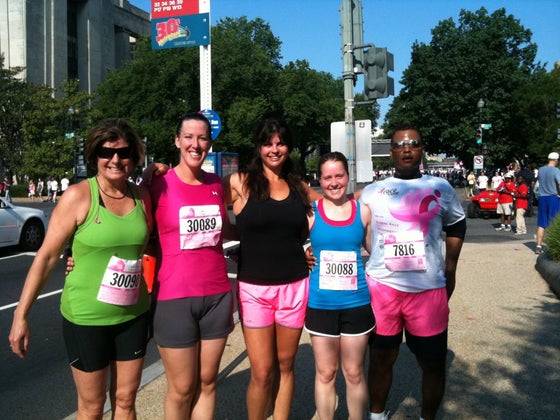 Me (center) with my mom (left) and friends at the Susan G. Komen “Race for the Cure” in 2011.