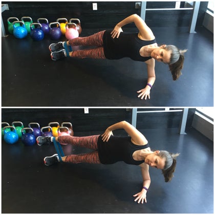 side plank with leg lift - mini band