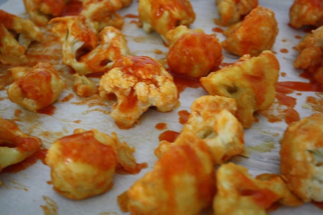 Then tossed with hot sauce.