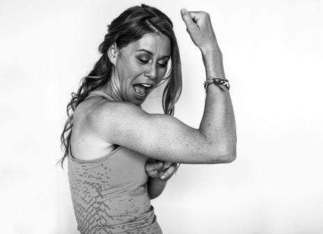 Hillary Allen jokingly flexes for the camera