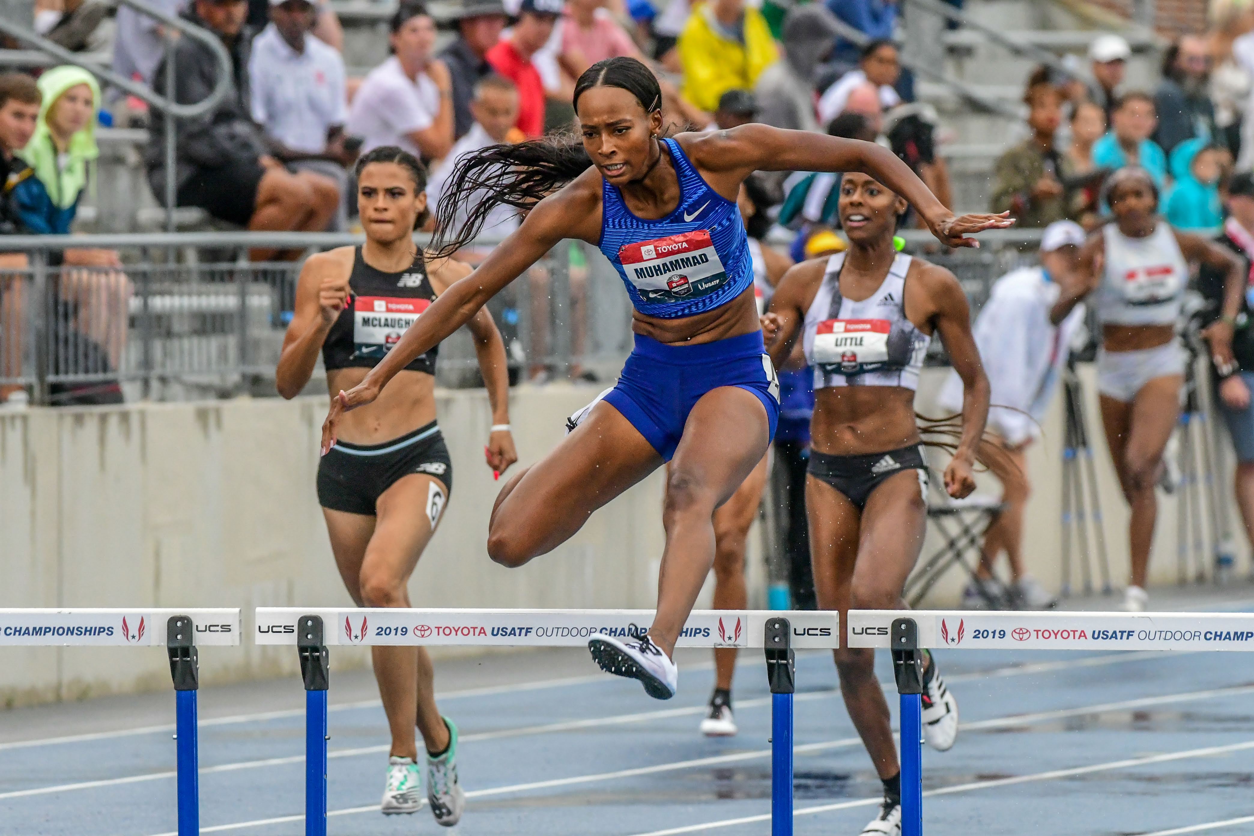 Dalilah Muhammad sets a 400-meter hurdles world record at the 2019 U.S.A. Track & Field Outdoor Championships.