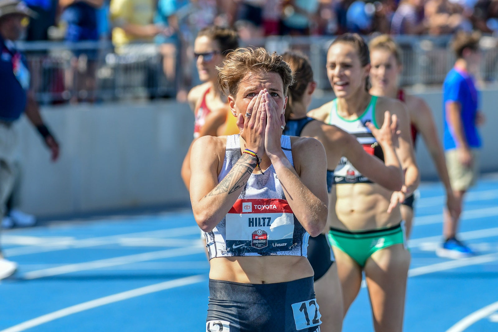 Nikki Hiltz reacts to making her first world team at the 2019 U.S.A. Track & Field Outdoor Championships. She will race the 2019 Fifth Avenue Mile.