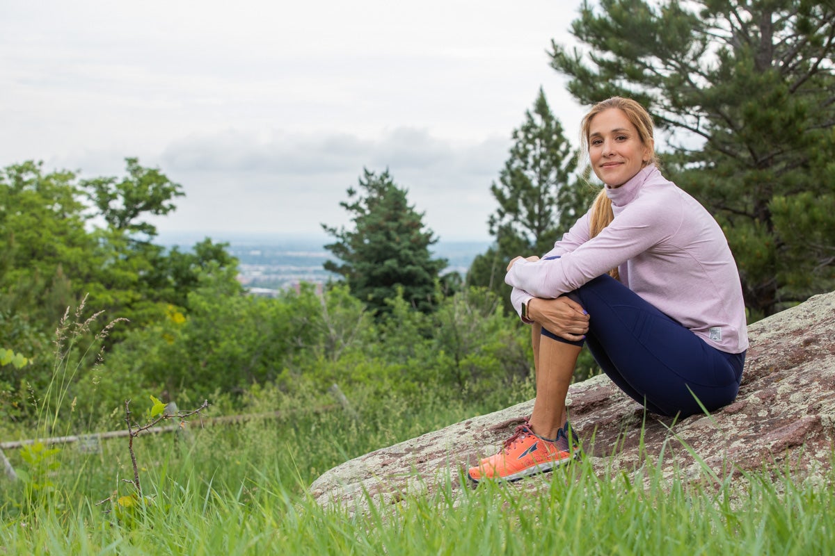 Kara Goucher runs on the trails near her Boulder, Colorado home. Her former coach Alberto Salazar has received a four-year ban from the sport due, in part, from her role as a whistleblower.