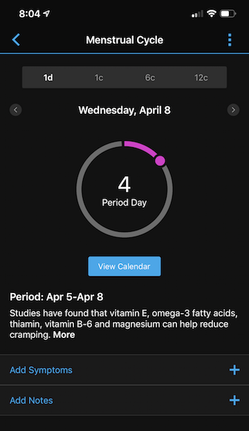 garmin menstrual cycle tracking