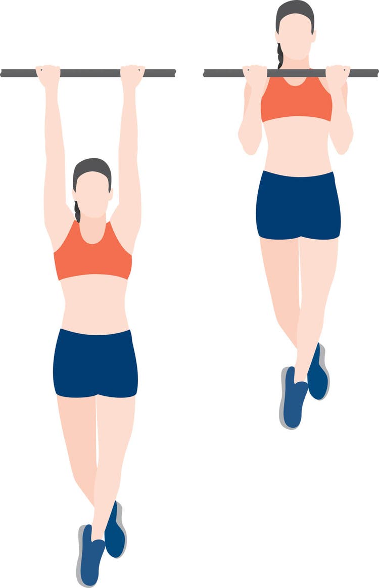 Illustration of woman performing a chin-up