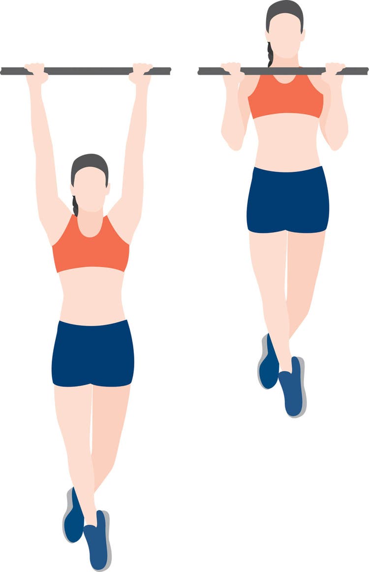 Illustration of woman performing a pull-up
