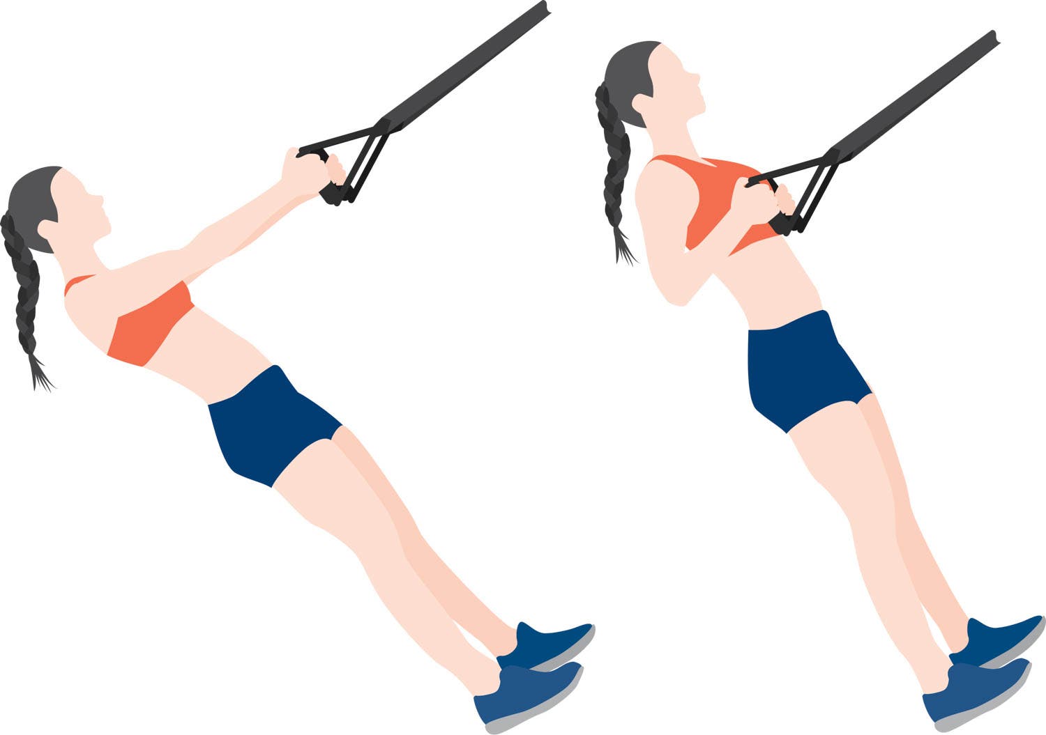 Illustration of woman rowing with a suspension trainer