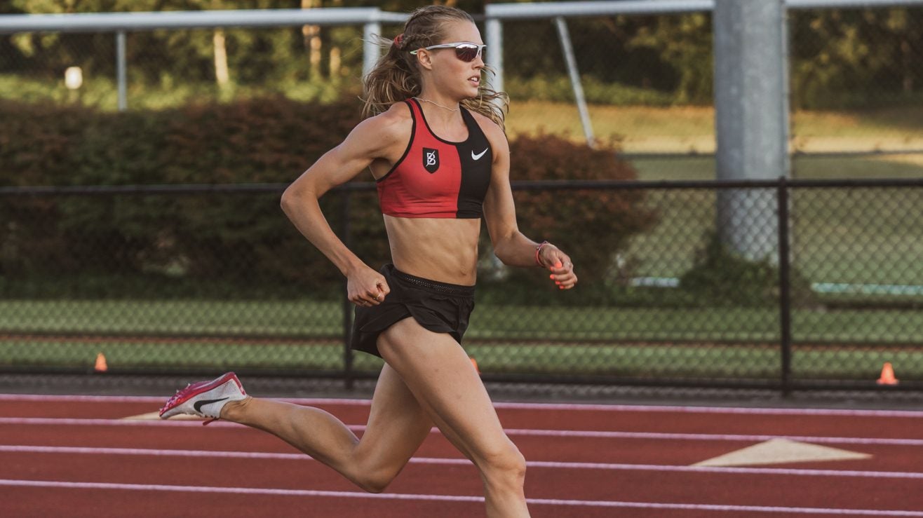 Colleen Quigley races with the Bowerman Track Club during the COVID-19 pandemic.