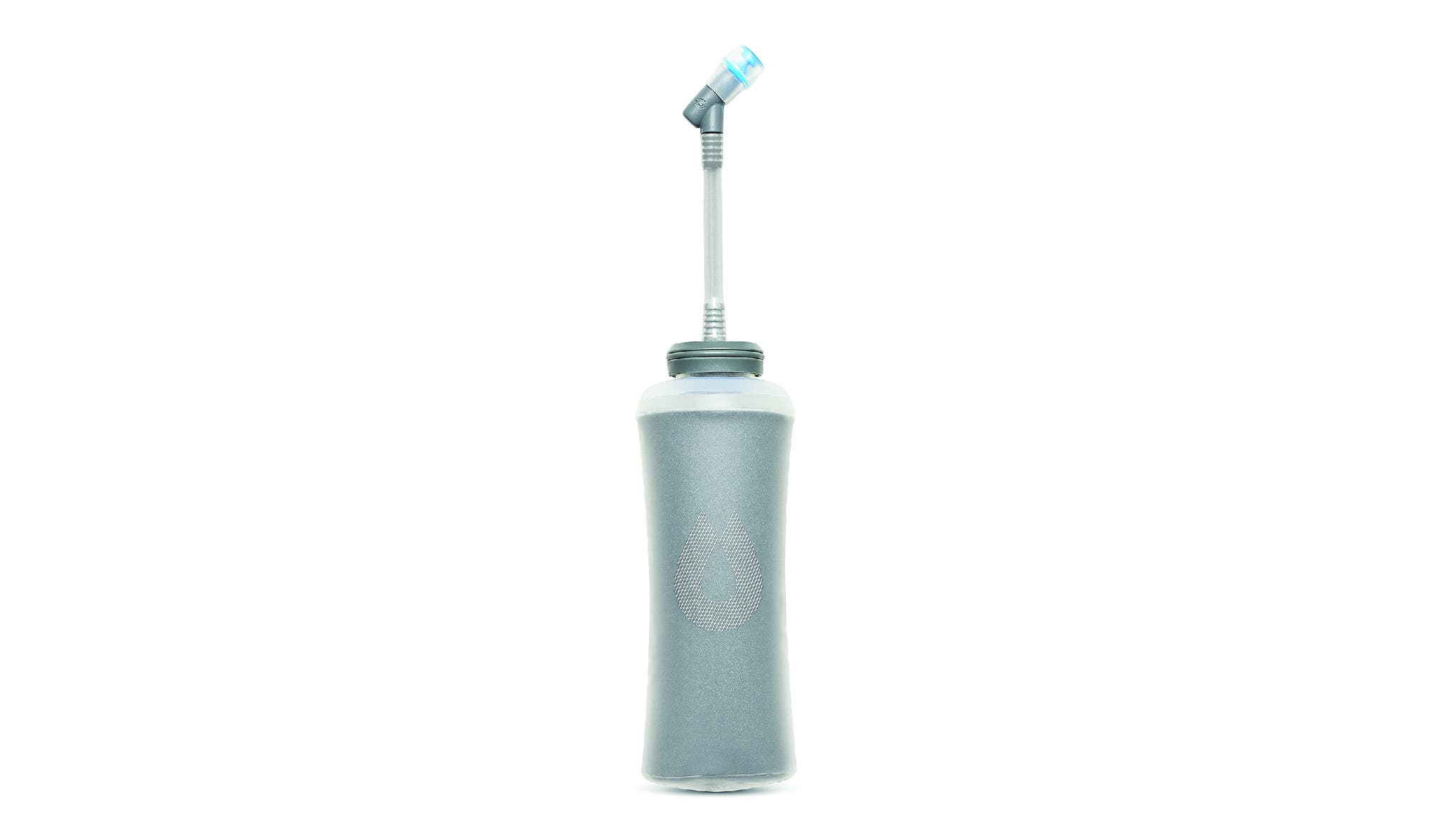 Gray insulated flask with straw