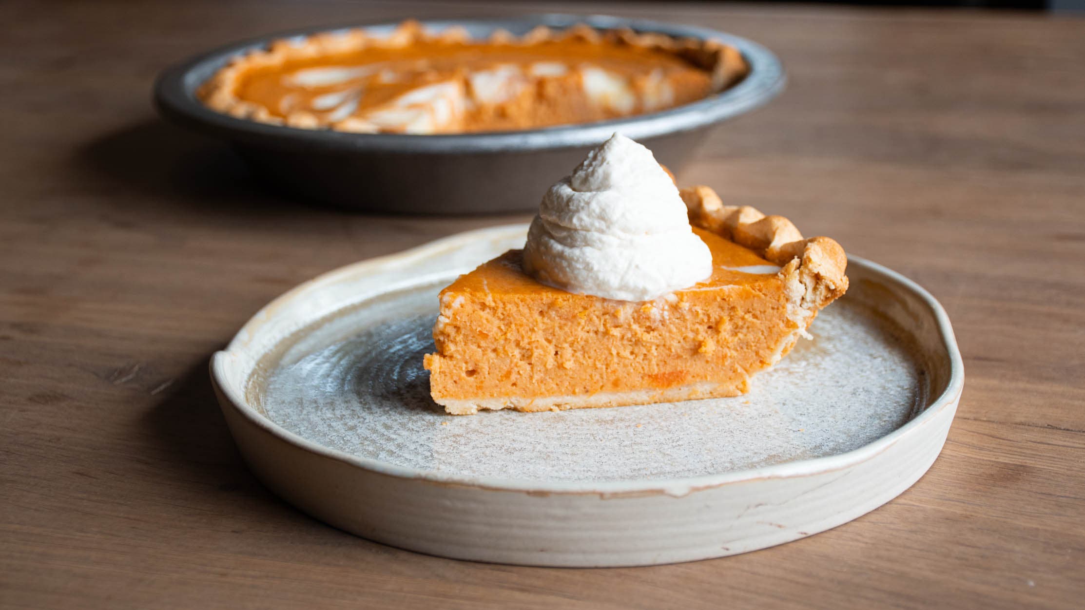 Enjoy eating desserts this holiday season, like this sweet potato cheesecake pie