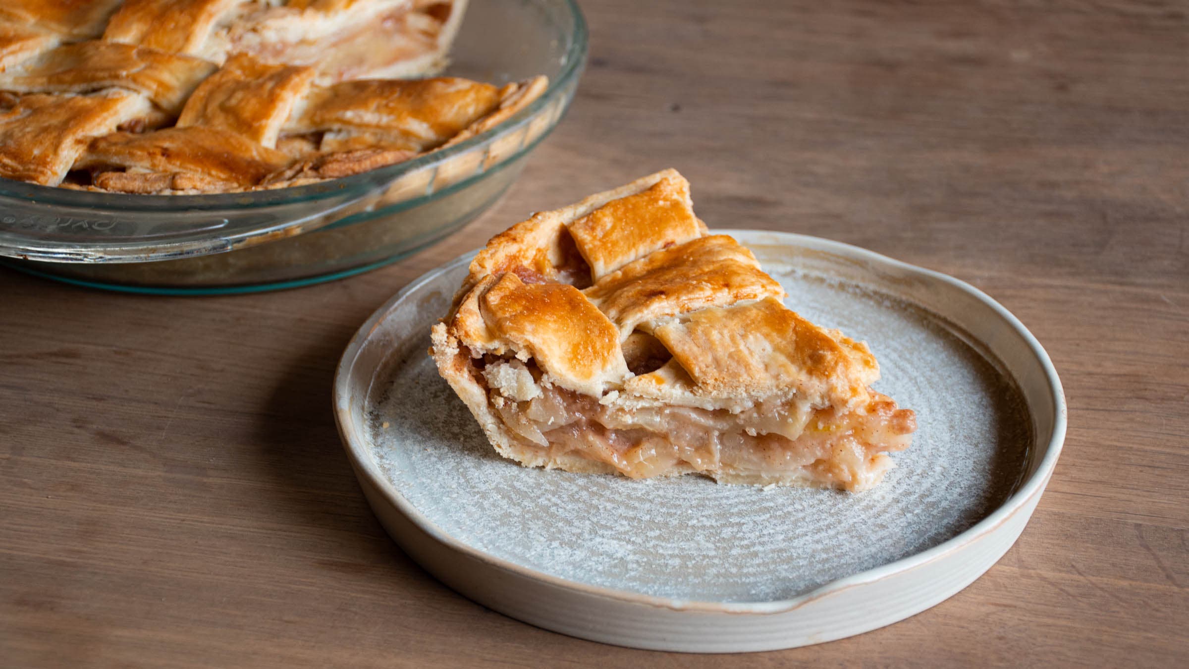 Eating dessert, like this Salted Caramel Pear Pie slice, is good for you.