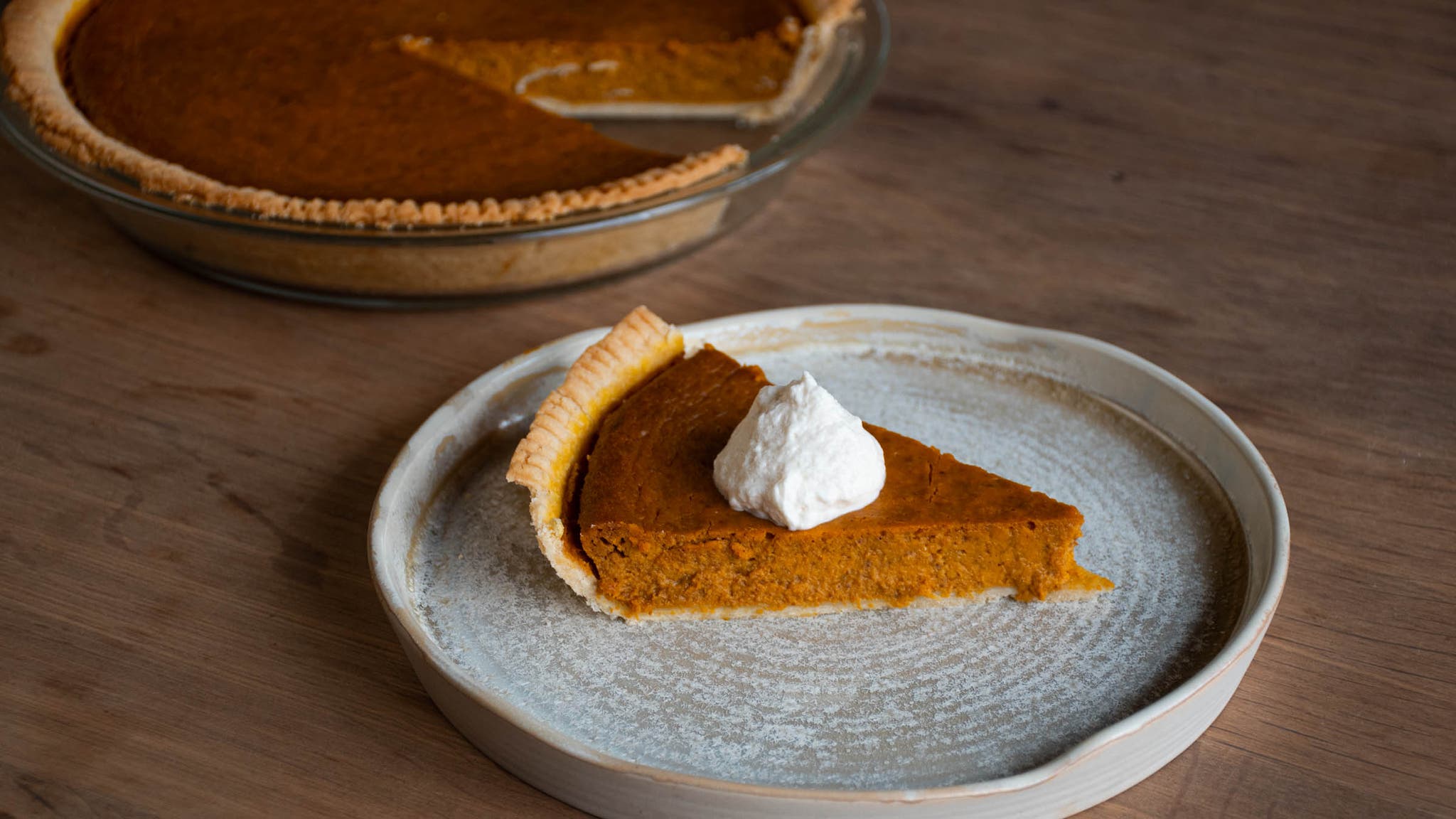 Chai Spiced Pumpkin Pie with Maple Whipped Cream slice