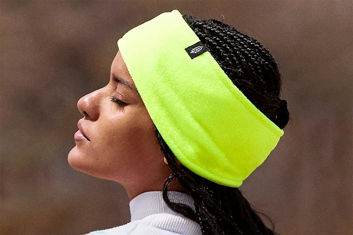 black woman wearing fleece headband