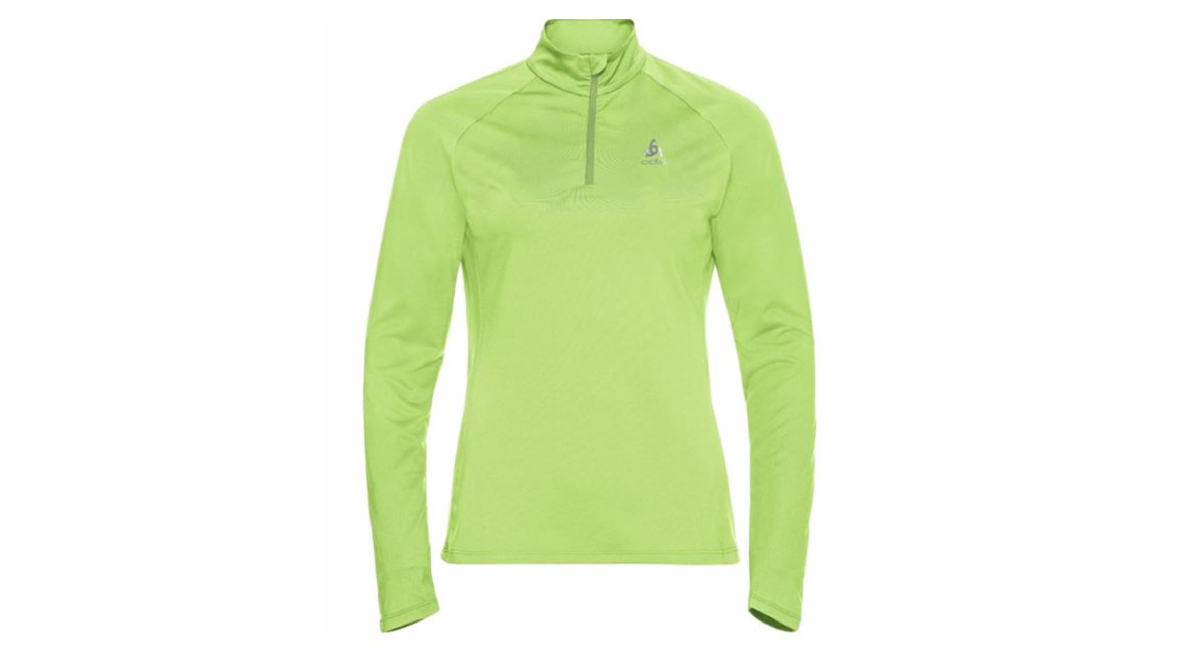 Lime green longsleeve running half-zip