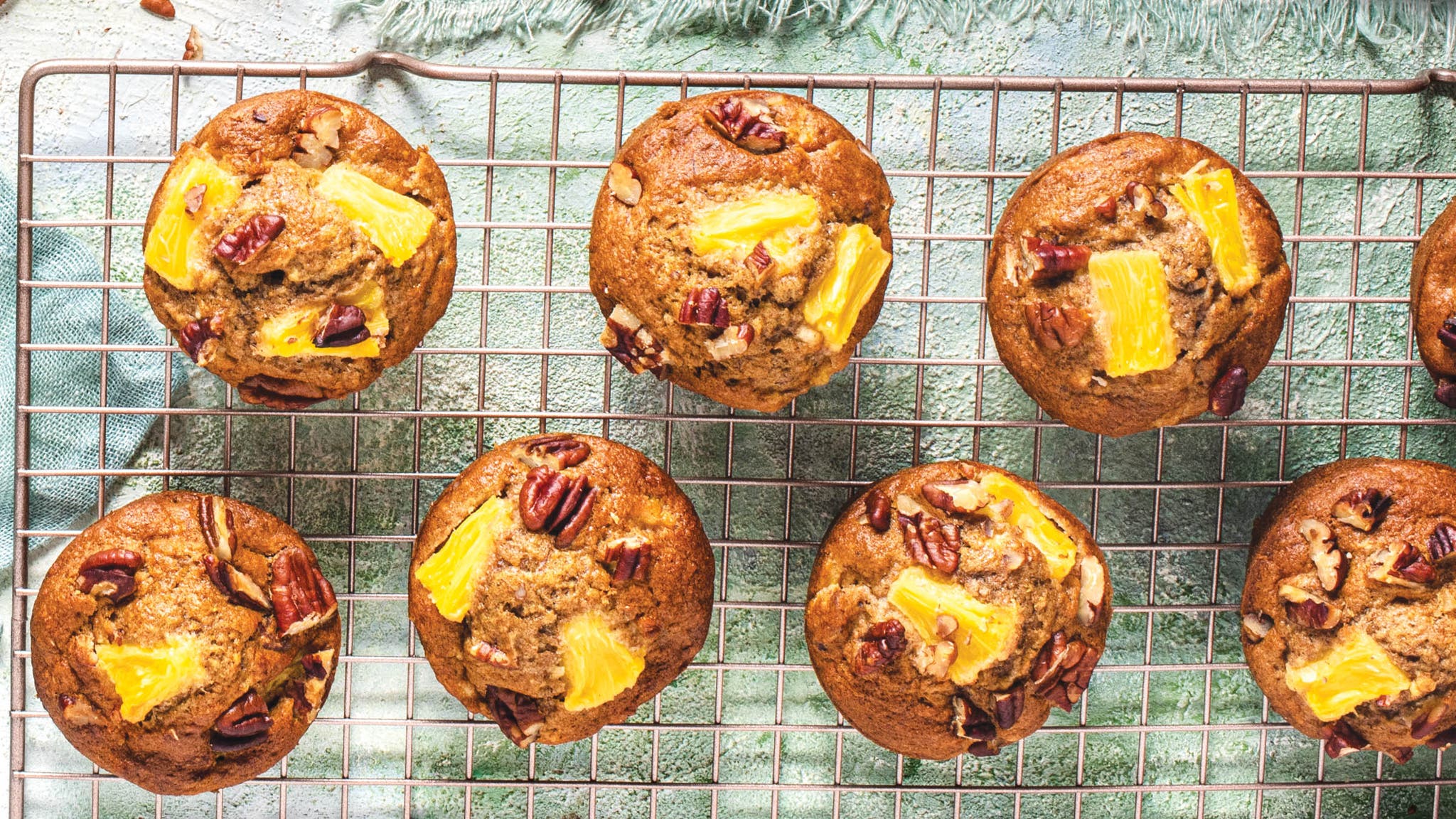Hummingbird muffins on a cooling rack