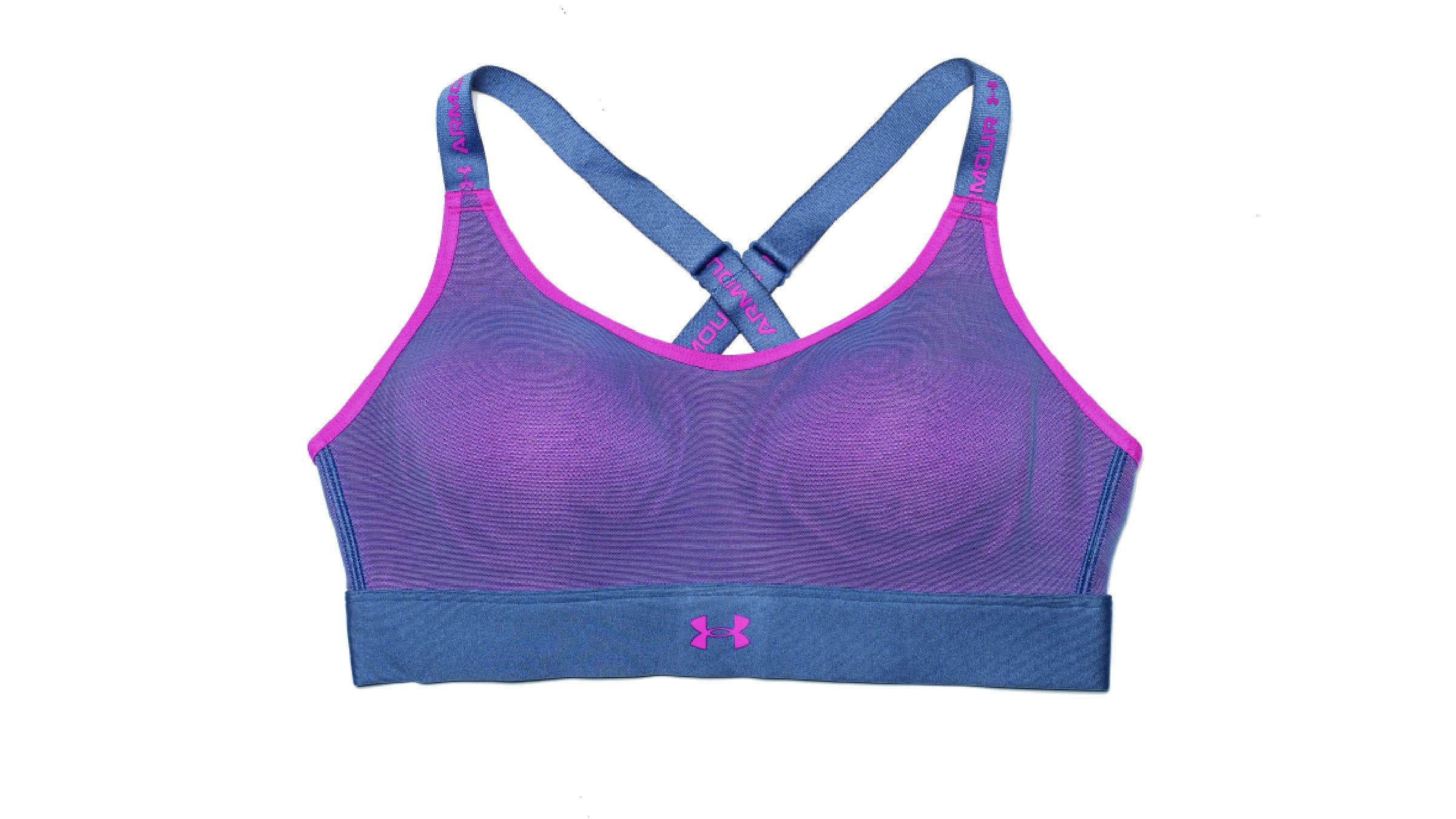 Purple and blue Under Armor Vanish High Bra