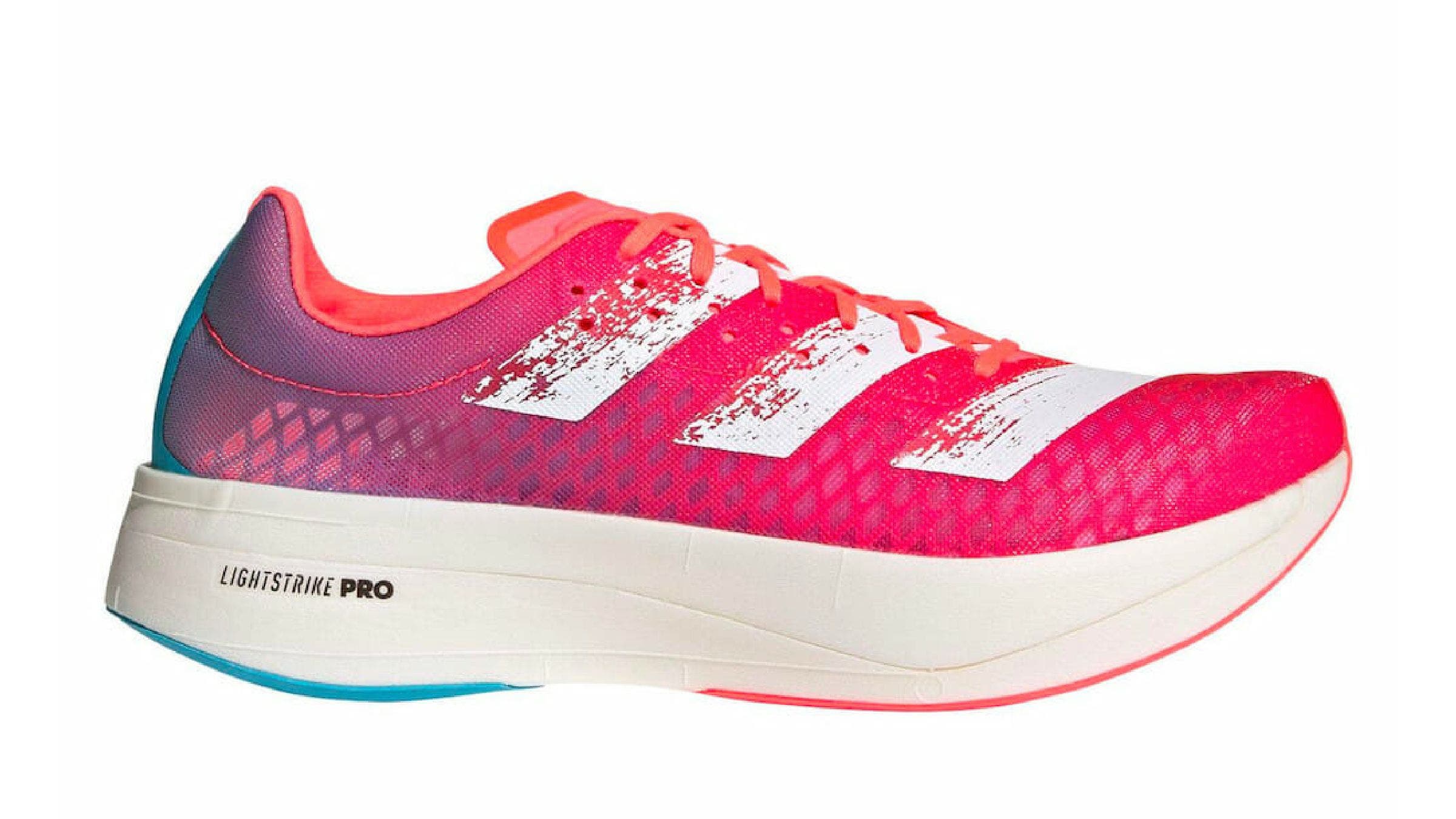 Neon pink Adidas Adizero Adios Pro running shoe