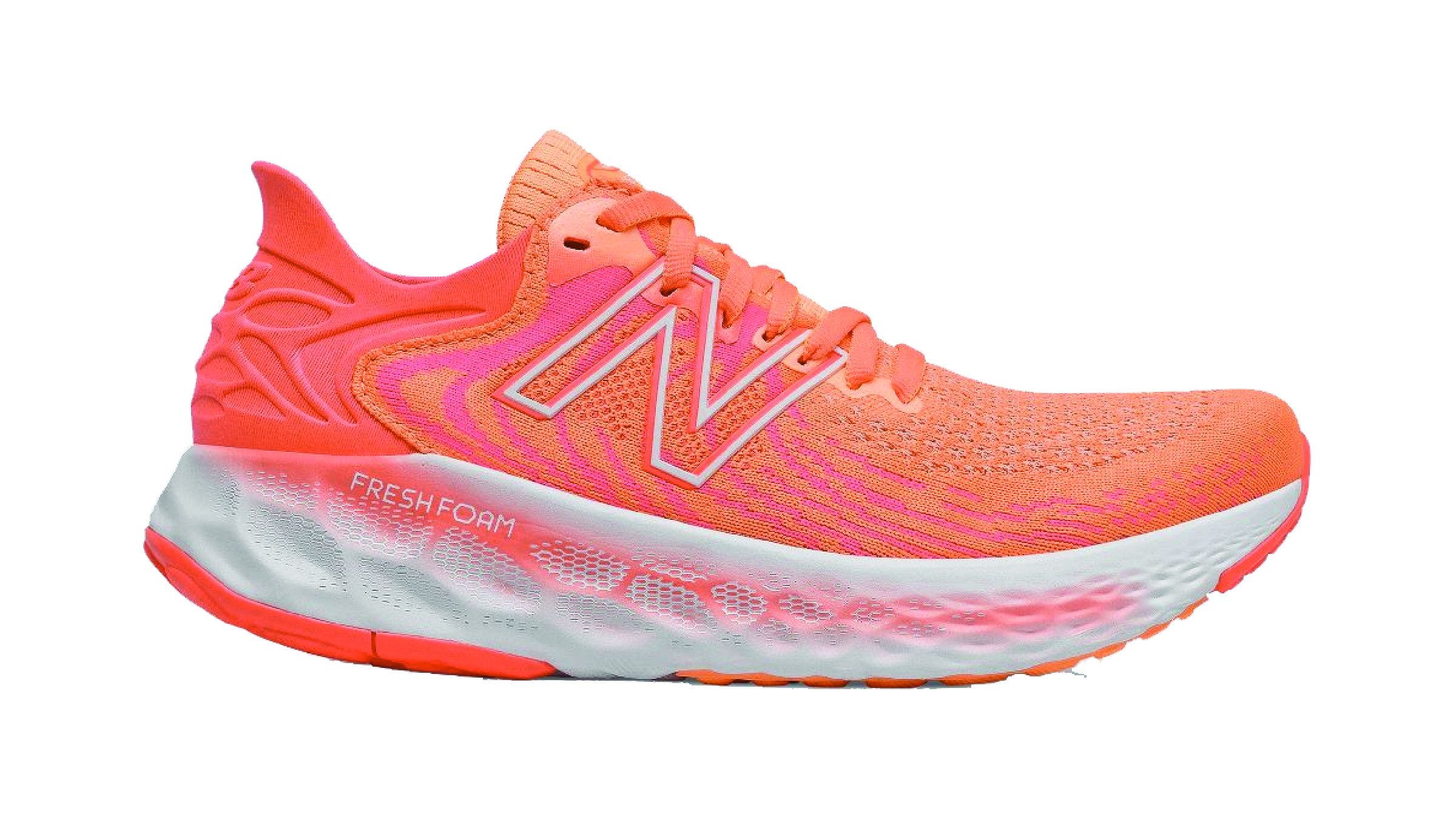 Orange and pink New Balance1080 v11 running shoe