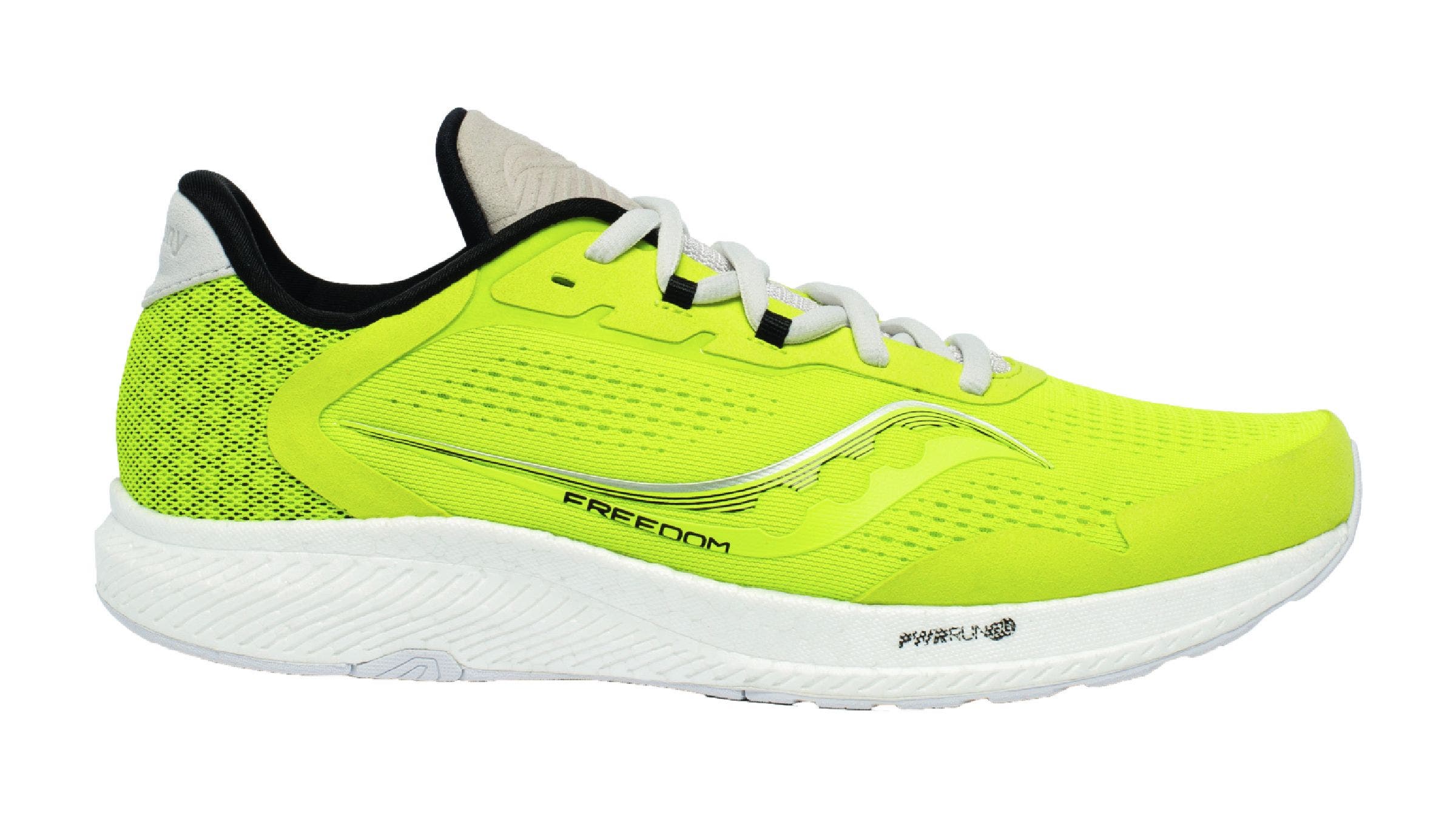 Neon yellow Saucony Freedom running shoe