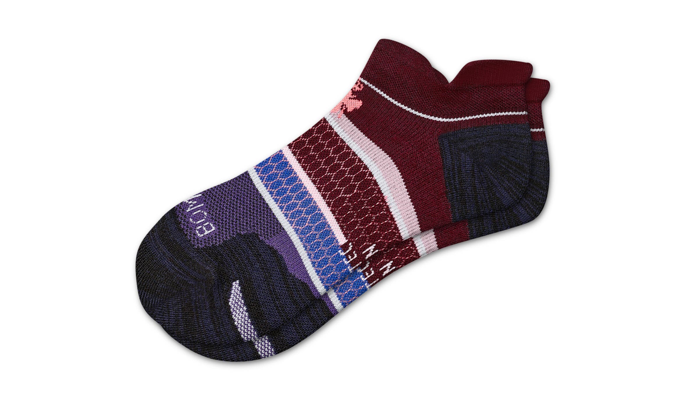 Purple and plum patterned low-cut socks