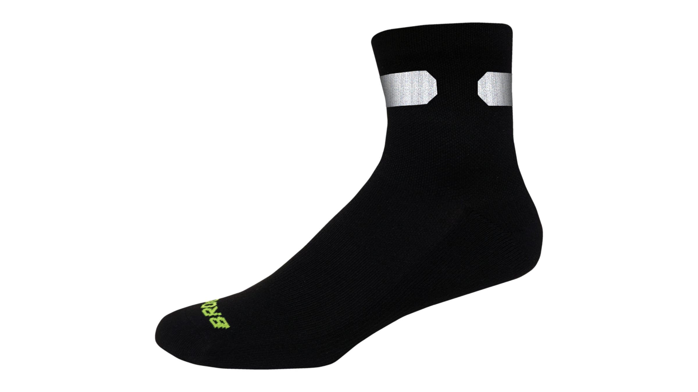Black socks with reflectors on the ankles