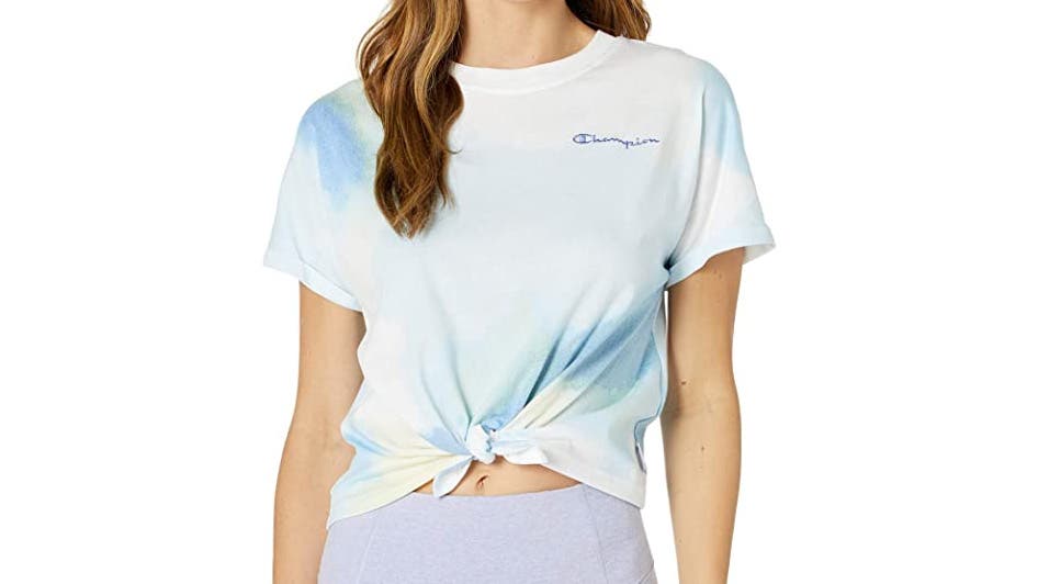champion tie-front tee in tie dye