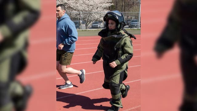 Katie Hernandez Sets World Record for Fastest Mile in a Bomb Suit