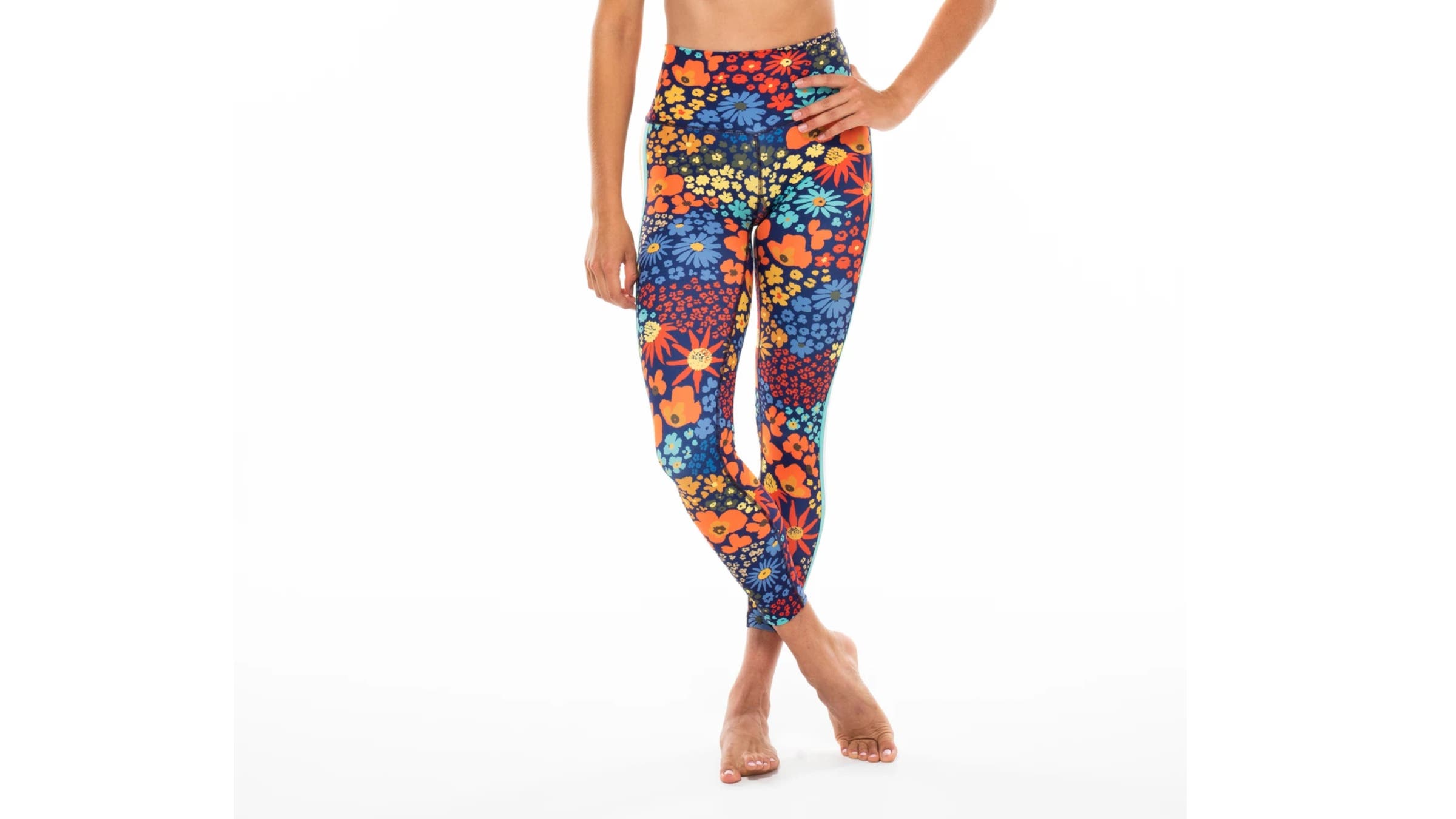 Multicolored flower print running tights