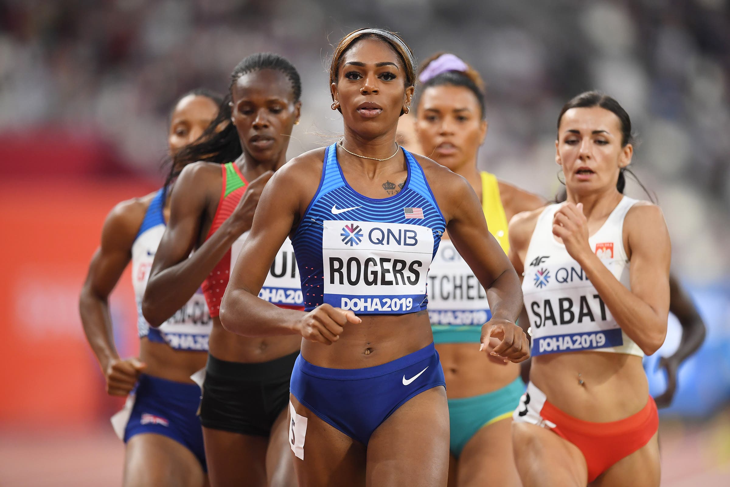 Raevyn Rogers competes at the 2019 world championships.