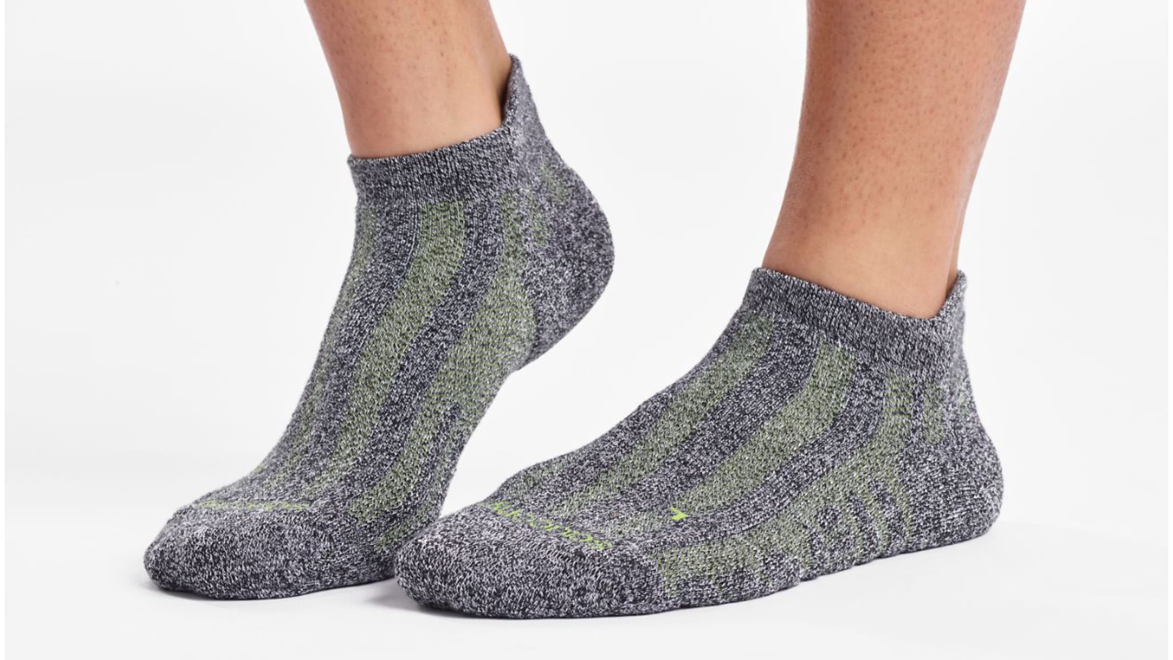 Heather gray and green ankle socks