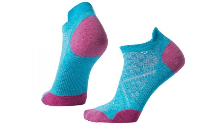 Teal and pink low-cut socks