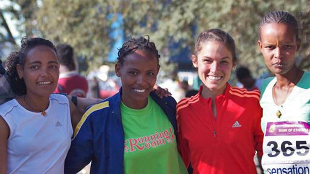 Becky Wade and her Ethiopian running partners