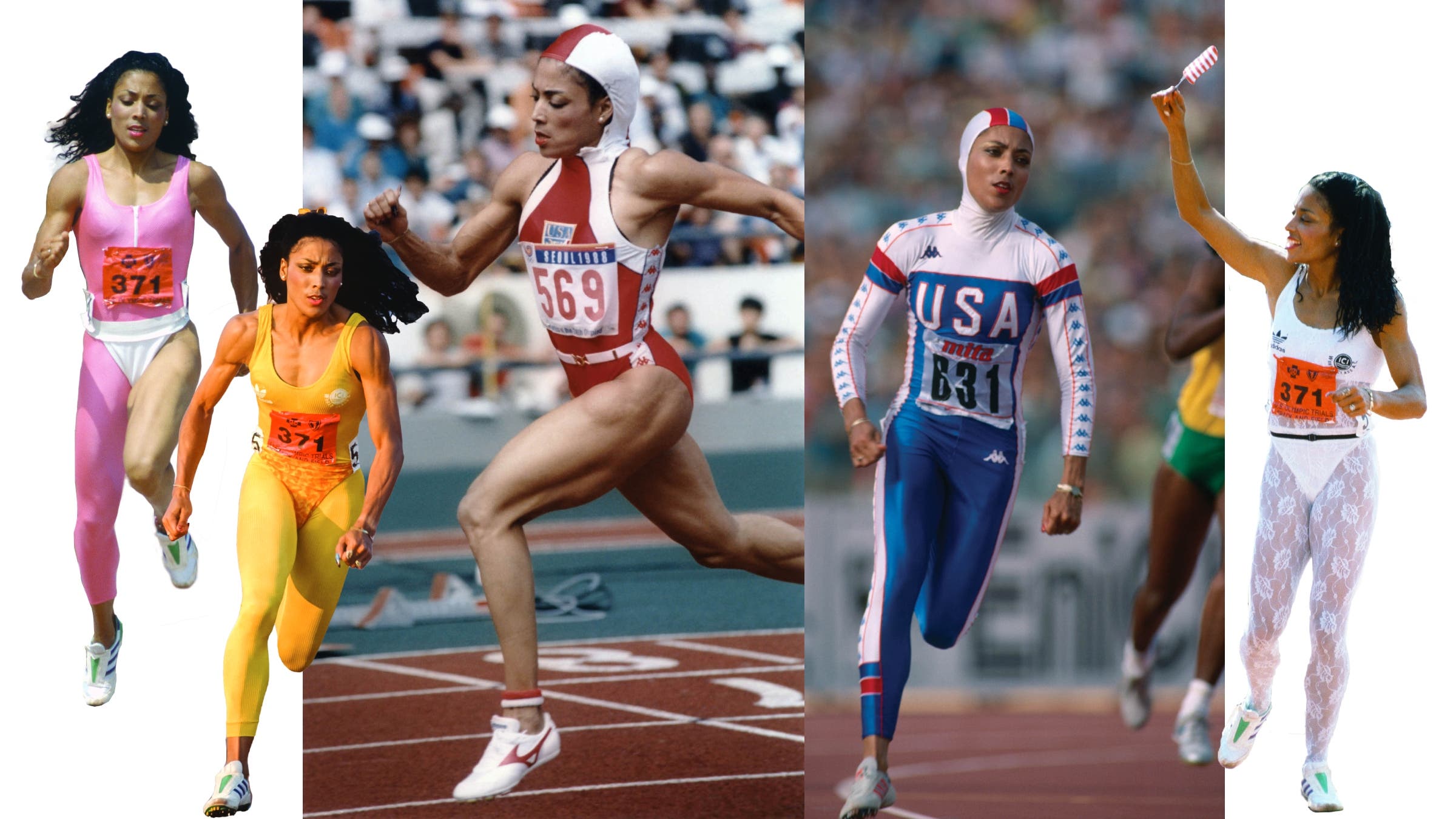 Florence Griffith-Joyner in various track outfits were always some of the best Olympic moments