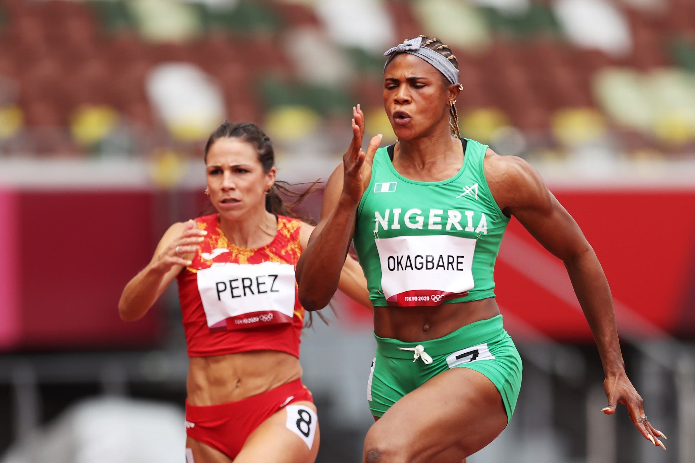 Olympics 2021: Blessing Okagbare of Team Nigeria sprinting in qualifiers before being suspended