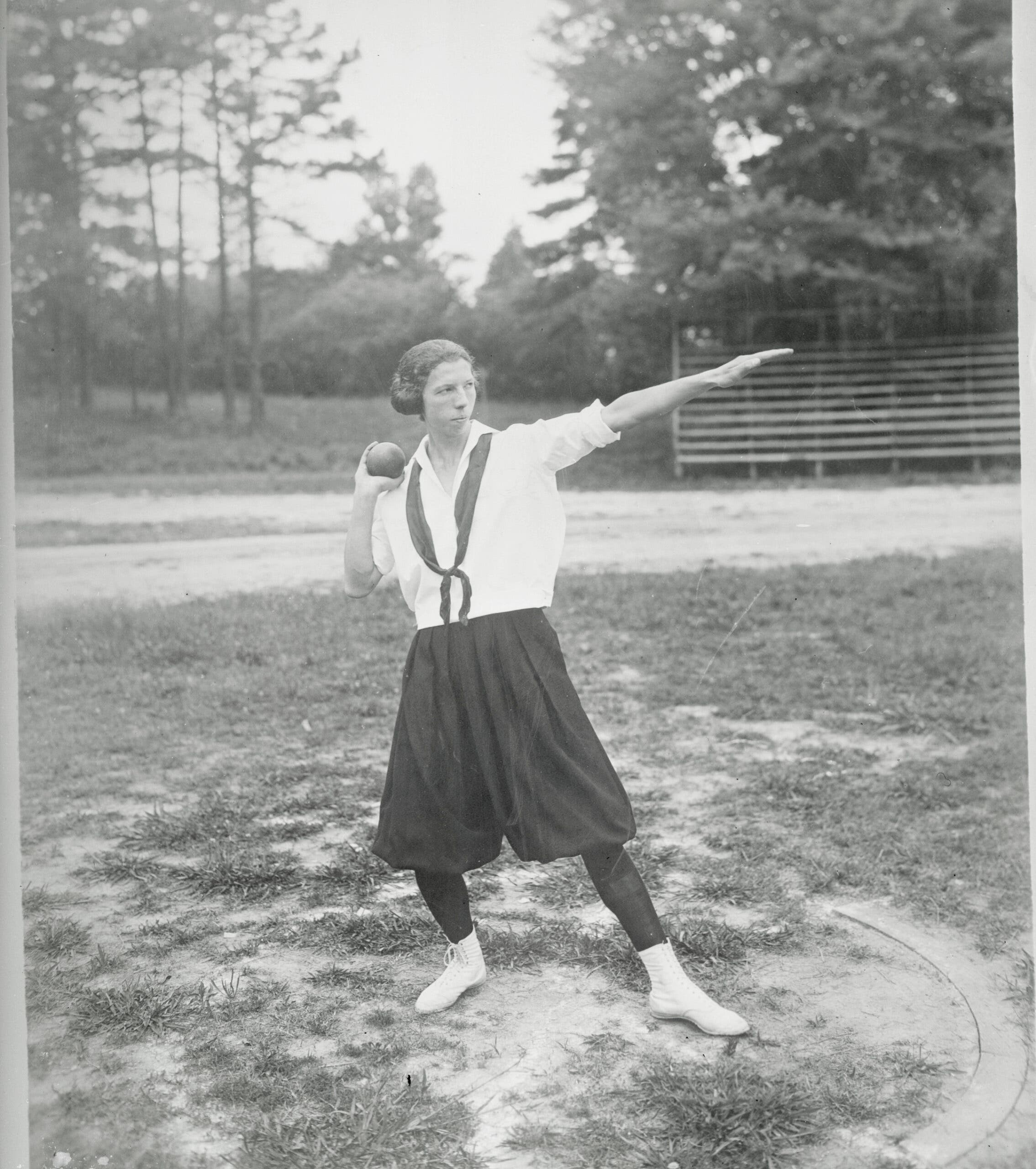 Olympics history: Lucille Godbold in Shot Put Throwing Position 