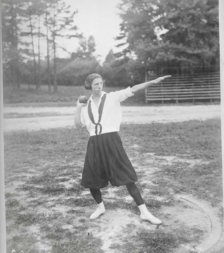 Olympics history: Lucille Godbold in Shot Put Throwing Position