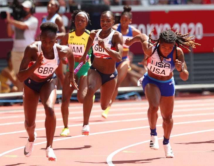 Netherland's Dafne Schippers reacts after competing in the women's News  Photo - Getty Images