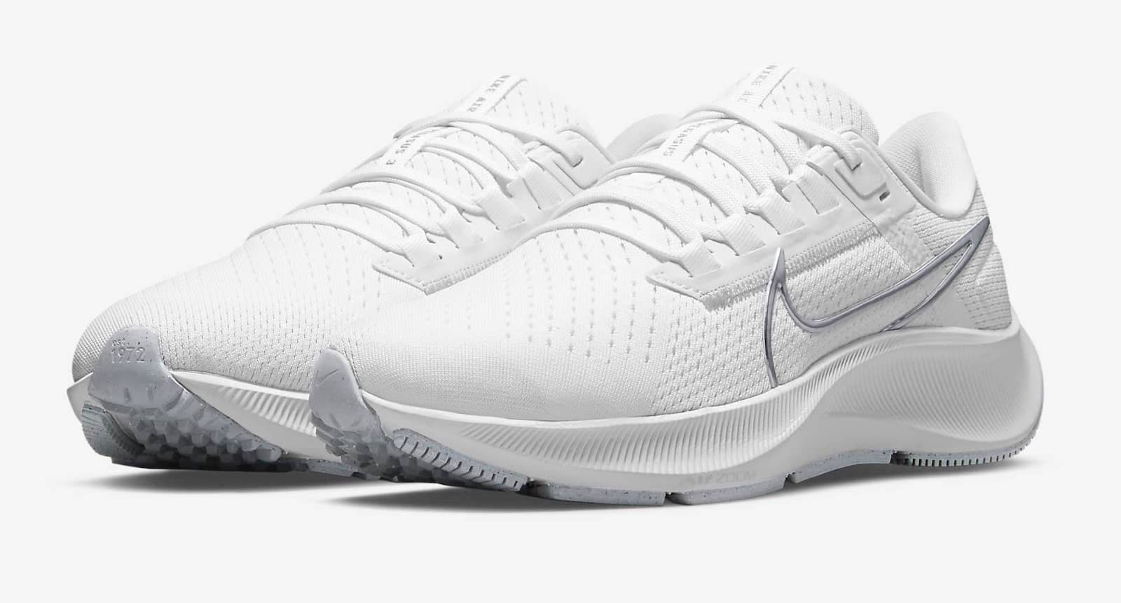 nike air zoom pegasus in white, a classic running shoe for beginners