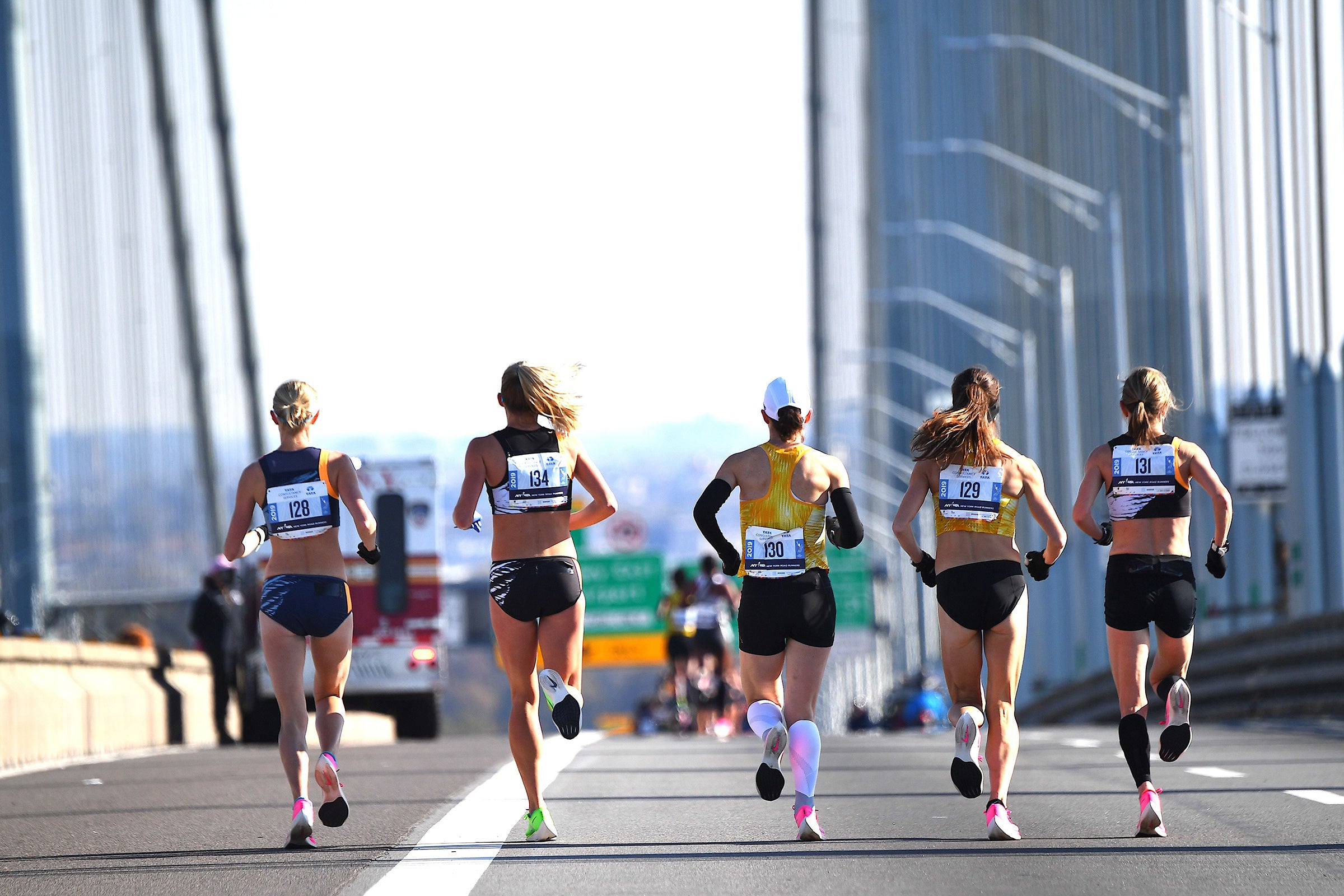 Female runners running the New York City Marathon