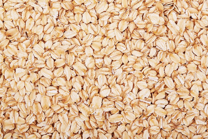 close-up of dry oats, which are a healthy pantry staple carbohydrate