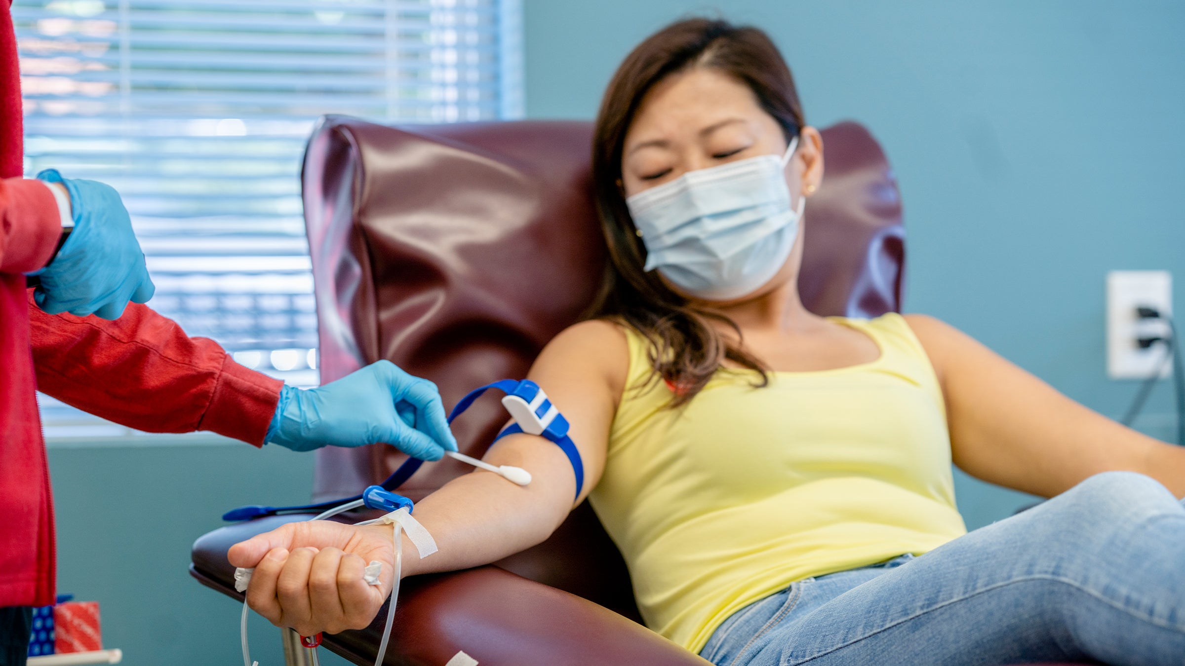 Woman donating blood