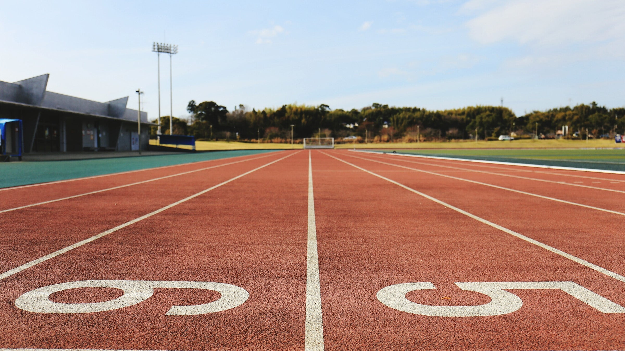 Empty running track on a clear day