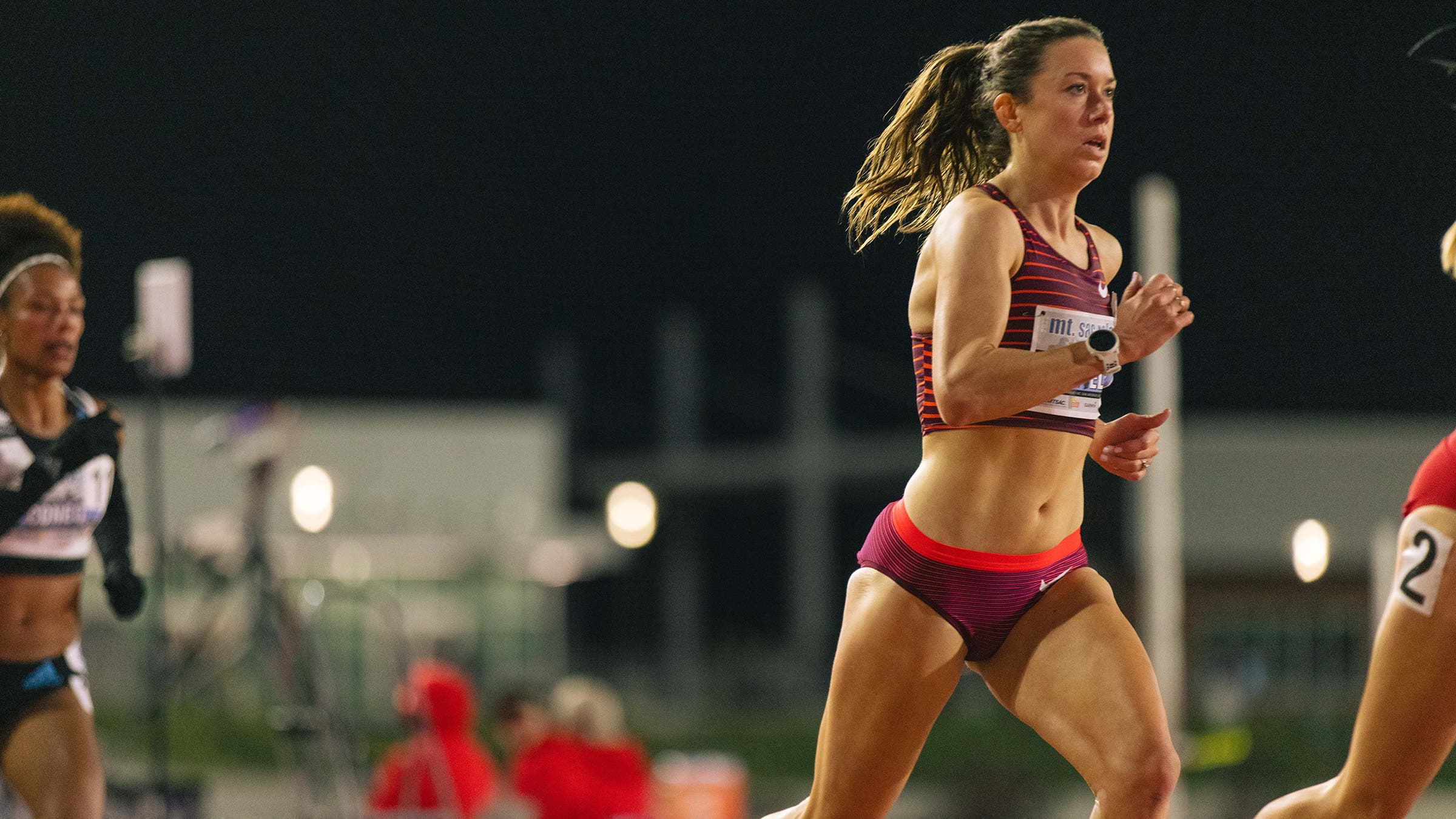 Emily Infeld racing at the Mt. Sac Relays in April.