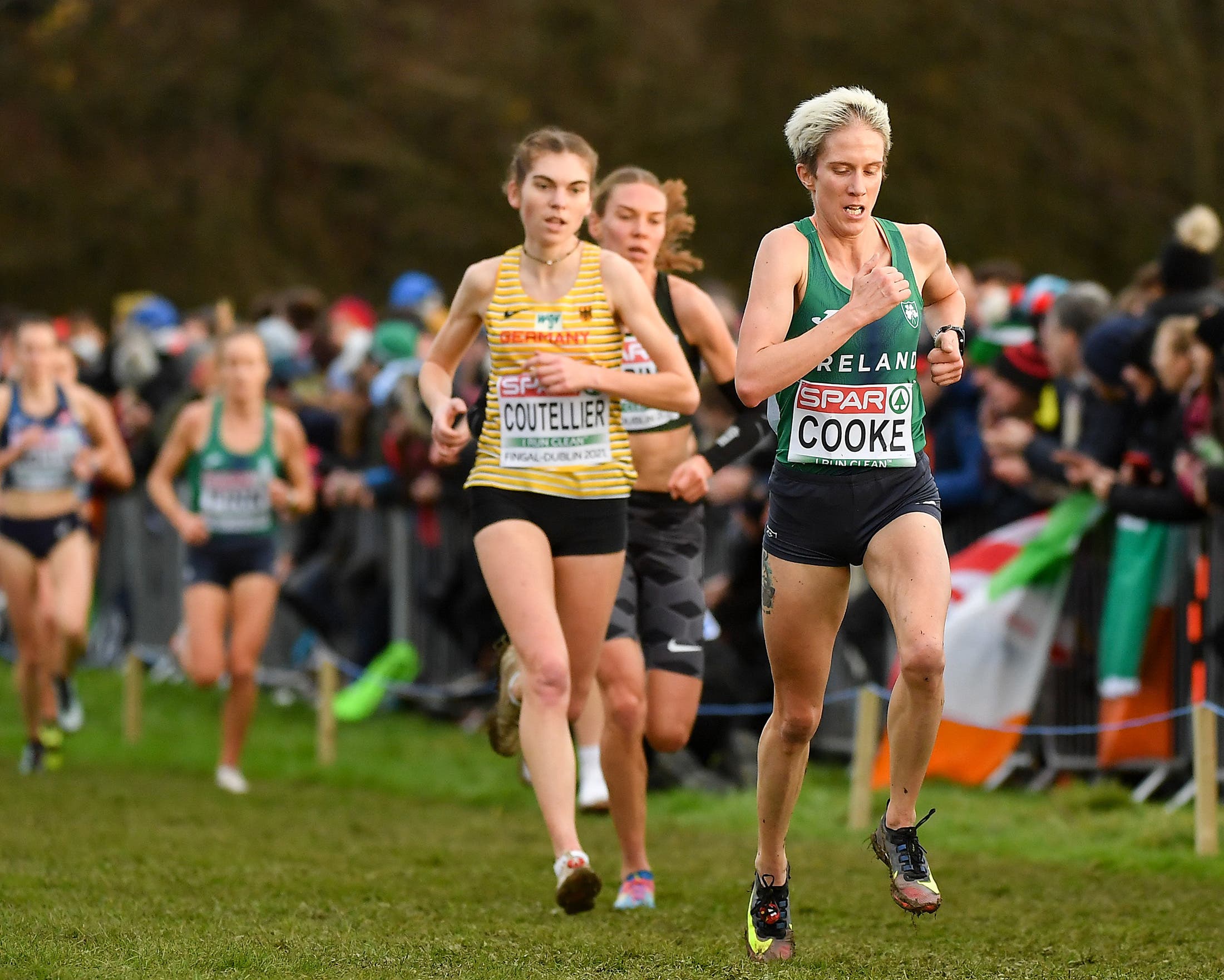Aoife Cooke racing in the European cross-country champs