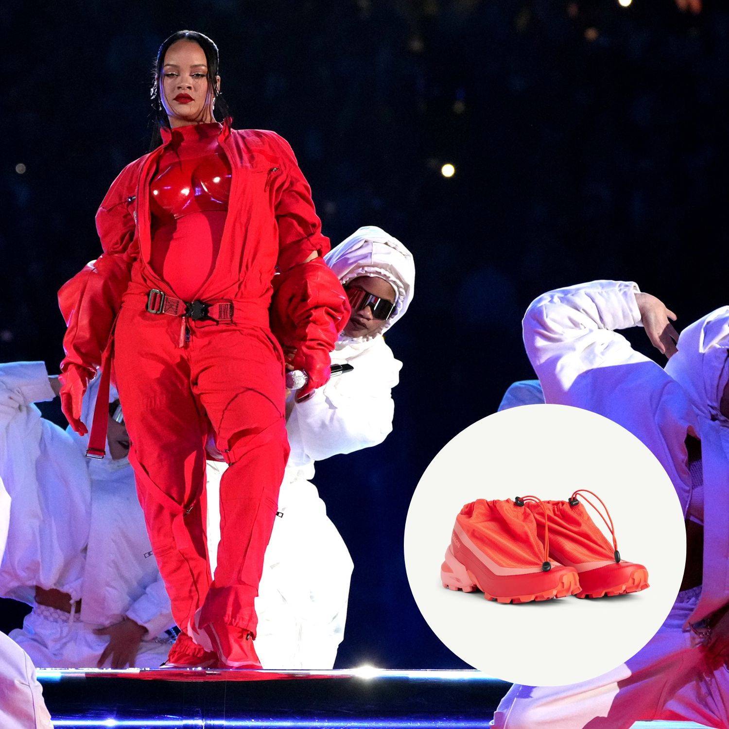 Salomon Wins the Super Bowl With Rihanna's Red Sneakers