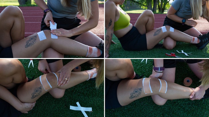 Athletic taping the patella
