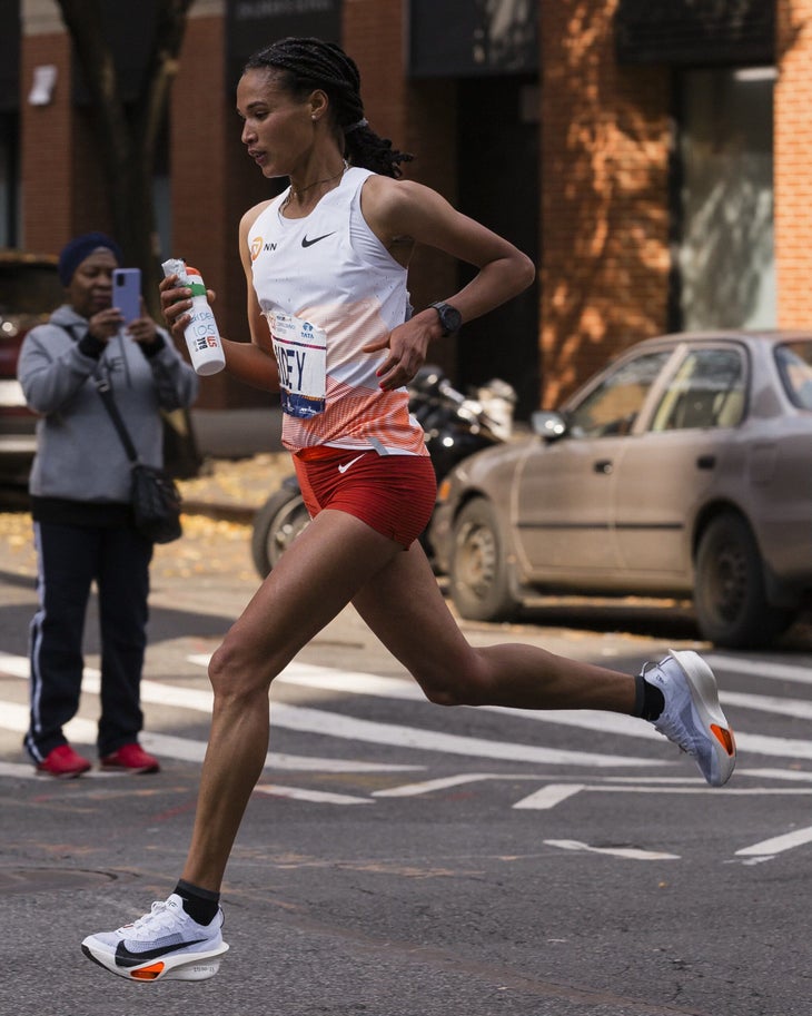 Letesenbet Gidey runs the New York City Marathon in the Nike Alphafly 3s.